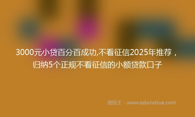 3000元小贷百分百成功,不看征信2025年推荐，归纳5个正规不看征信的小额贷款口子