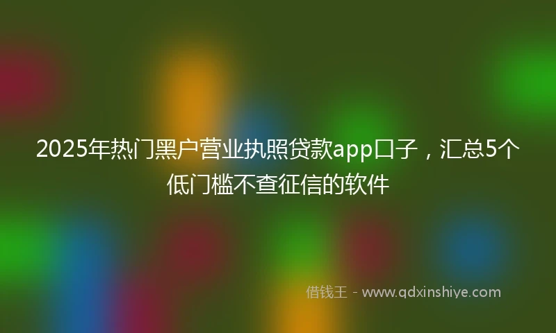 2025年热门黑户营业执照贷款app口子，汇总5个低门槛不查征信的软件
