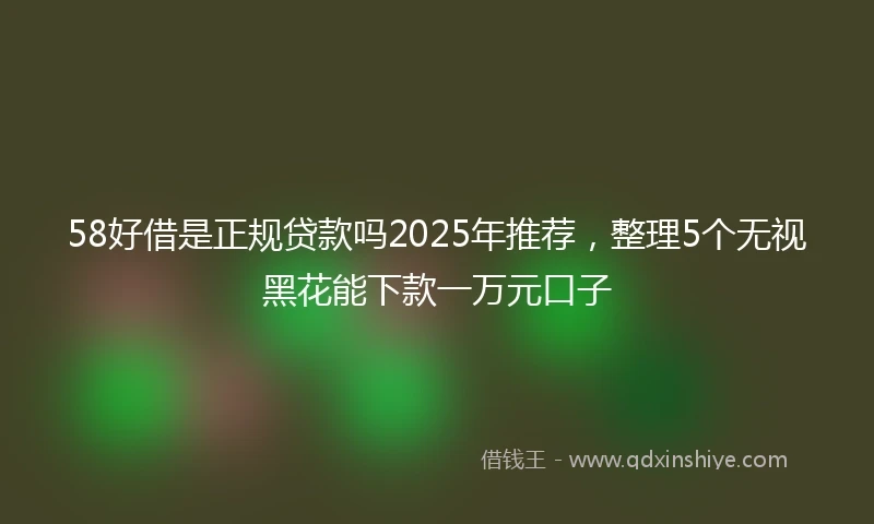58好借是正规贷款吗2025年推荐，整理5个无视黑花能下款一万元口子
