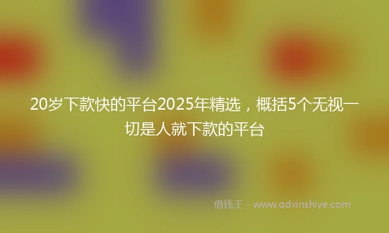 20岁下款快的平台2025年精选，概括5个无视一切是人就下款的平台