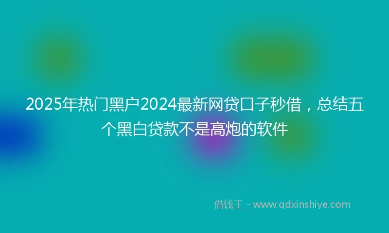 2025年热门黑户2024最新网贷口子秒借，总结五个黑白贷款不是高炮的软件