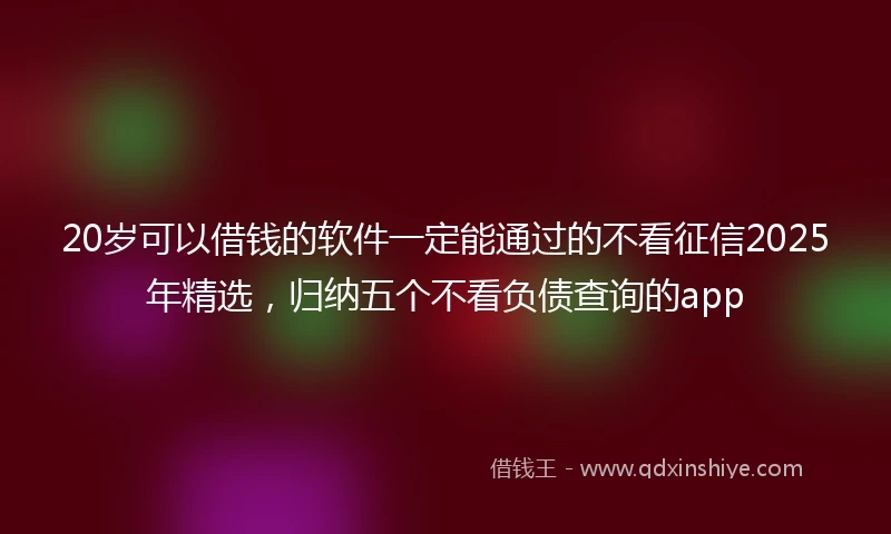 20岁可以借钱的软件一定能通过的不看征信2025年精选，归纳五个不看负债查询的app