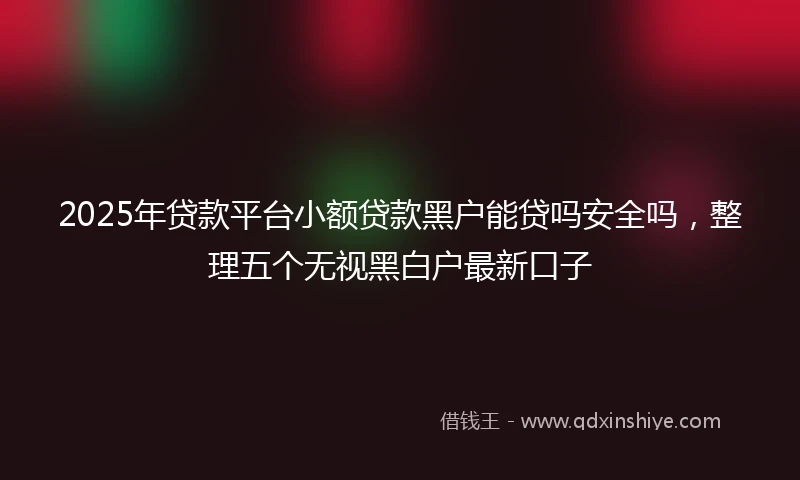2025年贷款平台小额贷款黑户能贷吗安全吗，整理五个无视黑白户最新口子