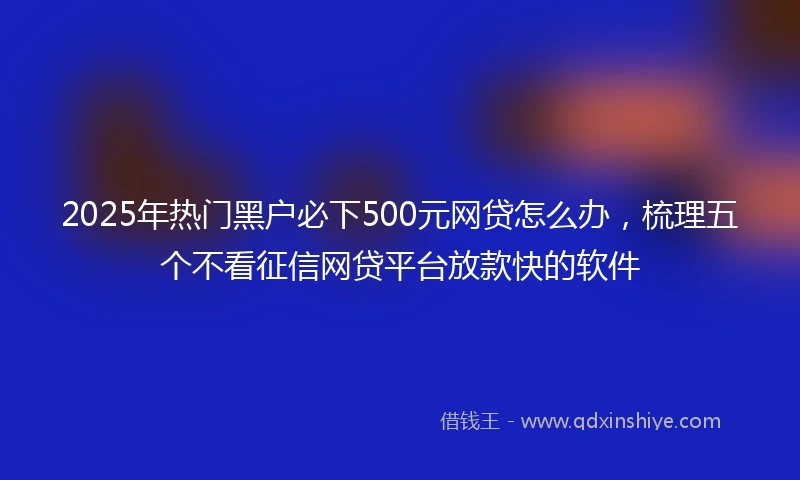 2025年热门黑户必下500元网贷怎么办，梳理五个不看征信网贷平台放款快的软件