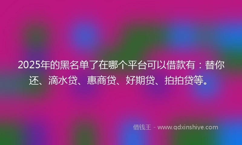 2025年的黑名单了在哪个平台可以借款有：替你还、滴水贷、惠商贷、好期贷、拍拍贷等。