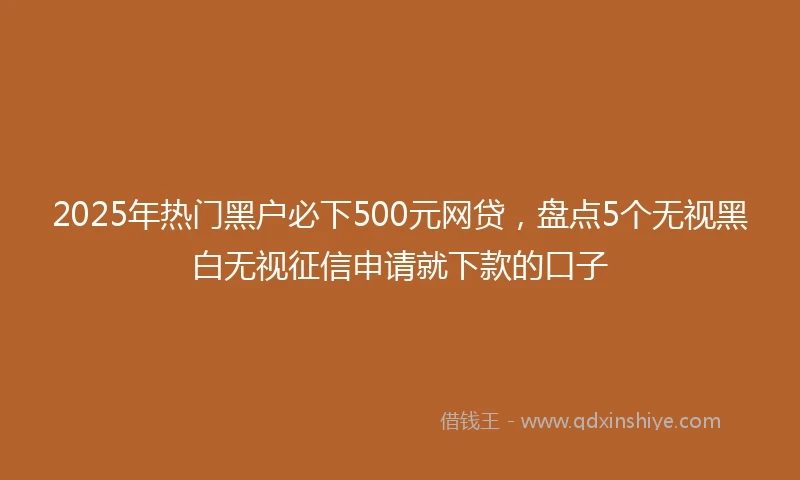 2025年热门黑户必下500元网贷，盘点5个无视黑白无视征信申请就下款的口子