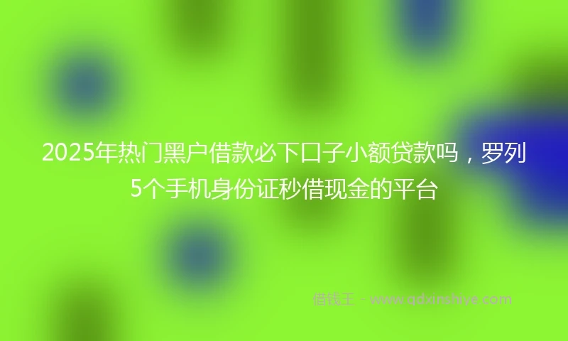 2025年热门黑户借款必下口子小额贷款吗，罗列5个手机身份证秒借现金的平台