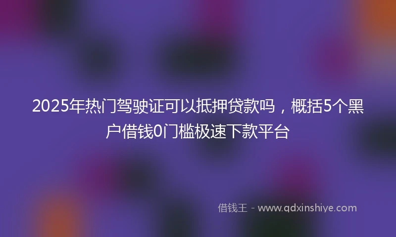 2025年热门驾驶证可以抵押贷款吗，概括5个黑户借钱0门槛极速下款平台