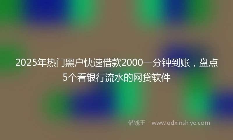 2025年热门黑户快速借款2000一分钟到账，盘点5个看银行流水的网贷软件