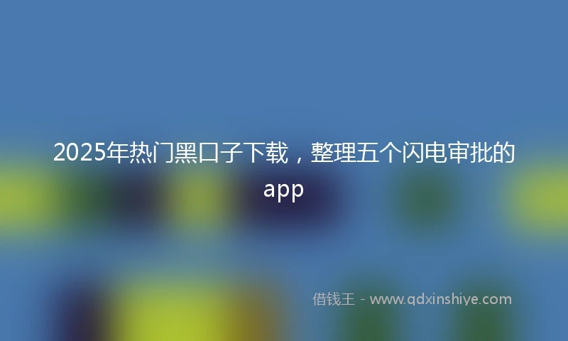 2025年热门黑口子下载，整理五个闪电审批的app