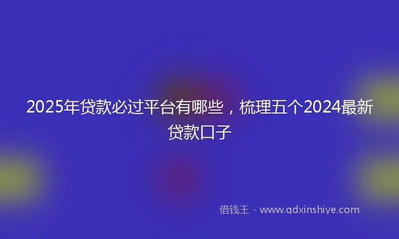 2025年贷款必过平台有哪些，梳理五个2024最新贷款口子