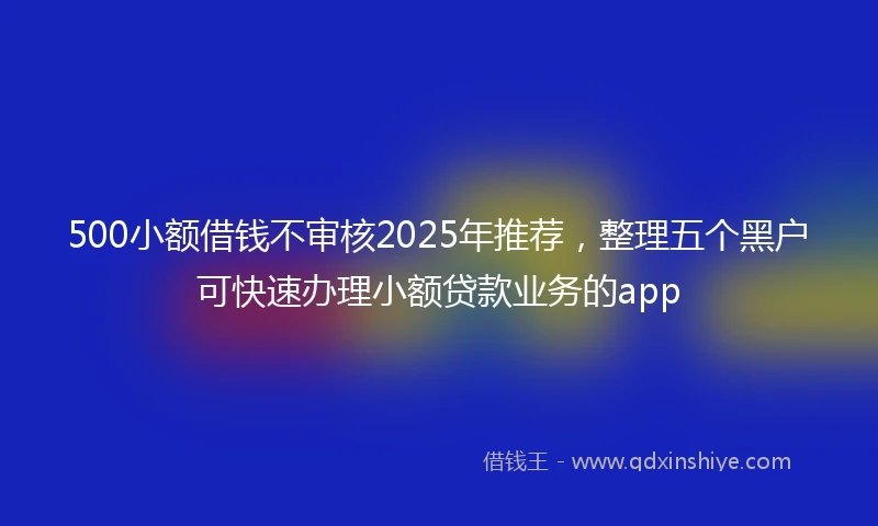 500小额借钱不审核2025年推荐，整理五个黑户可快速办理小额贷款业务的app