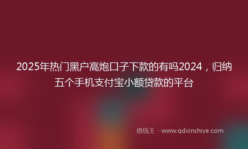 2025年热门黑户高炮口子下款的有吗2024，归纳五个手机支付宝小额贷款的平台
