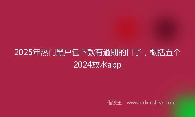 2025年热门黑户包下款有逾期的口子，概括五个2024放水app