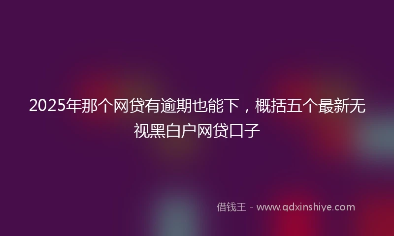 2025年那个网贷有逾期也能下，概括五个最新无视黑白户网贷口子