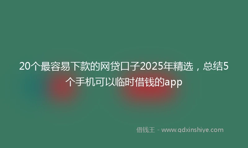 20个最容易下款的网贷口子2025年精选，总结5个手机可以临时借钱的app