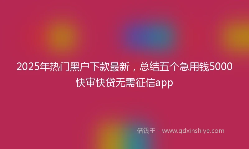 2025年热门黑户下款最新，总结五个急用钱5000快审快贷无需征信app