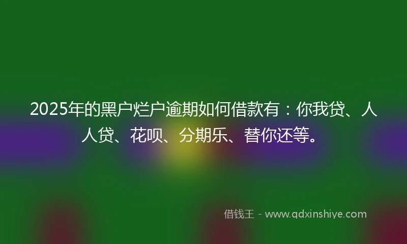 2025年的黑户烂户逾期如何借款有：你我贷、人人贷、花呗、分期乐、替你还等。