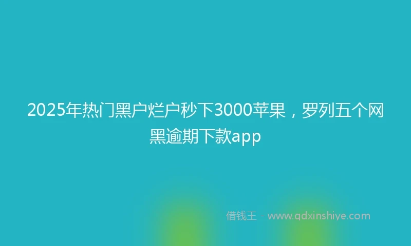 2025年热门黑户烂户秒下3000苹果，罗列五个网黑逾期下款app