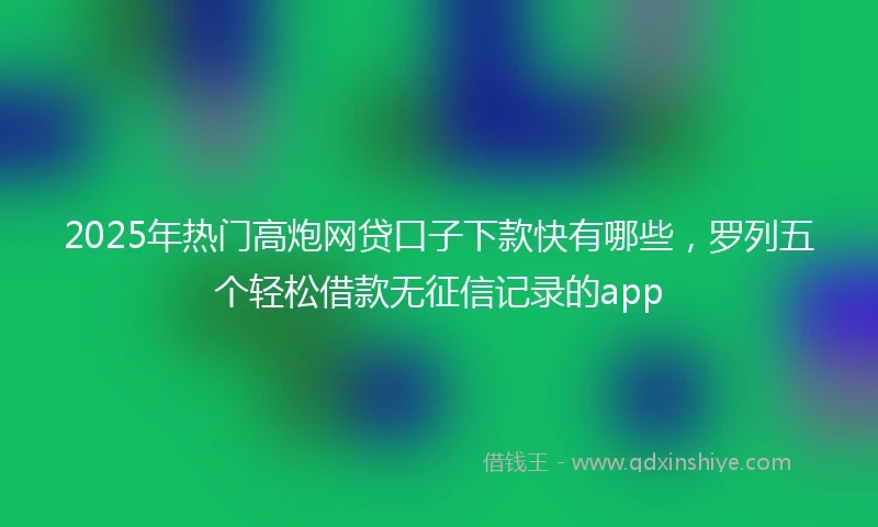 2025年热门高炮网贷口子下款快有哪些，罗列五个轻松借款无征信记录的app