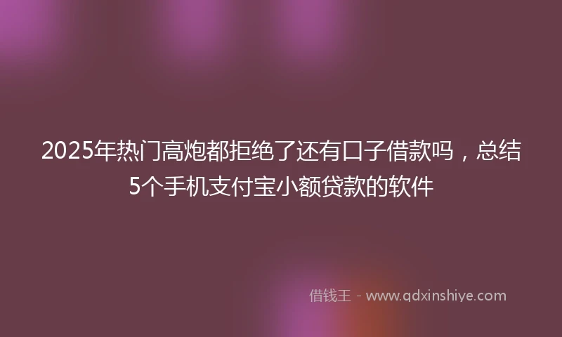 2025年热门高炮都拒绝了还有口子借款吗，总结5个手机支付宝小额贷款的软件