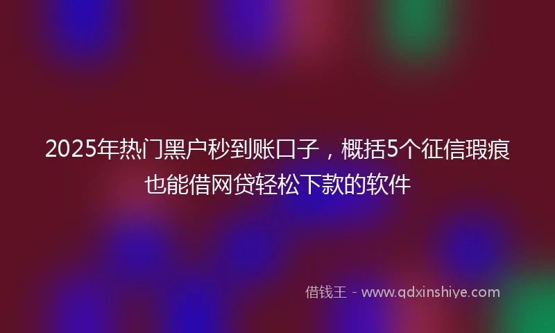 2025年热门黑户秒到账口子，概括5个征信瑕疵也能借网贷轻松下款的软件