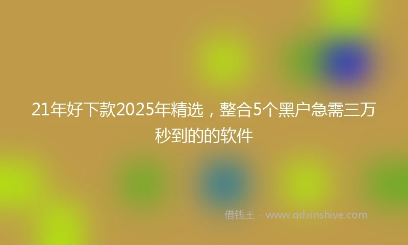 21年好下款2025年精选，整合5个黑户急需三万秒到的的软件