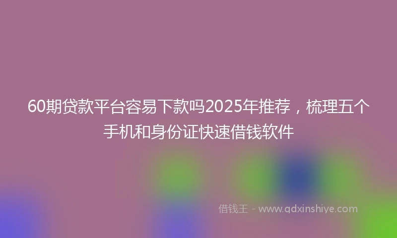 60期贷款平台容易下款吗2025年推荐，梳理五个手机和身份证快速借钱软件