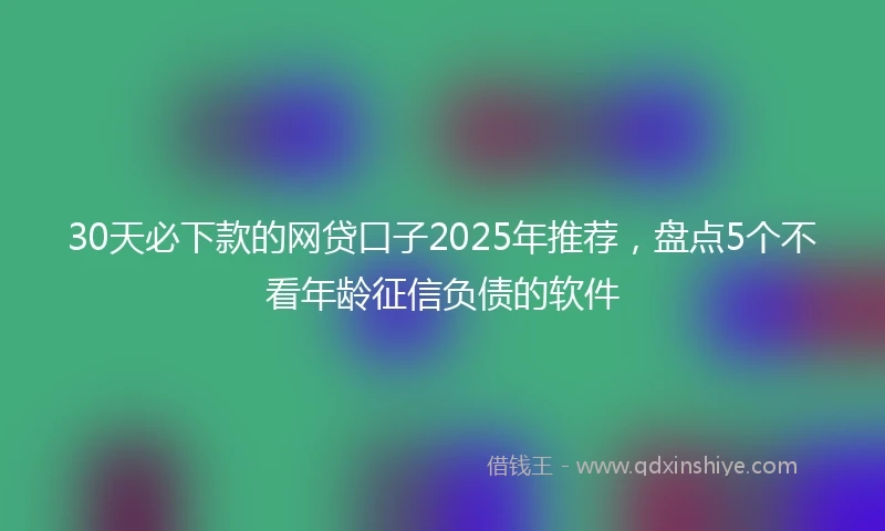 30天必下款的网贷口子2025年推荐，盘点5个不看年龄征信负债的软件