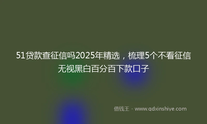 51贷款查征信吗2025年精选，梳理5个不看征信无视黑白百分百下款口子