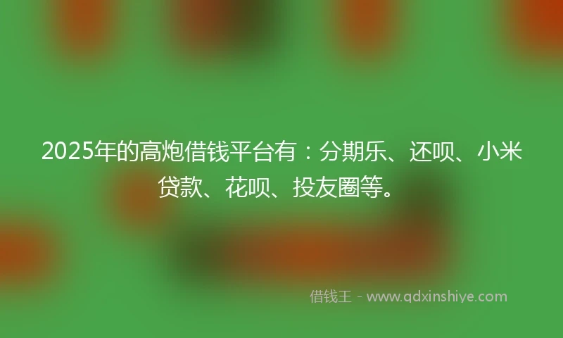 2025年的高炮借钱平台有:分期乐、还呗、小米贷款、花呗、投友圈等。
