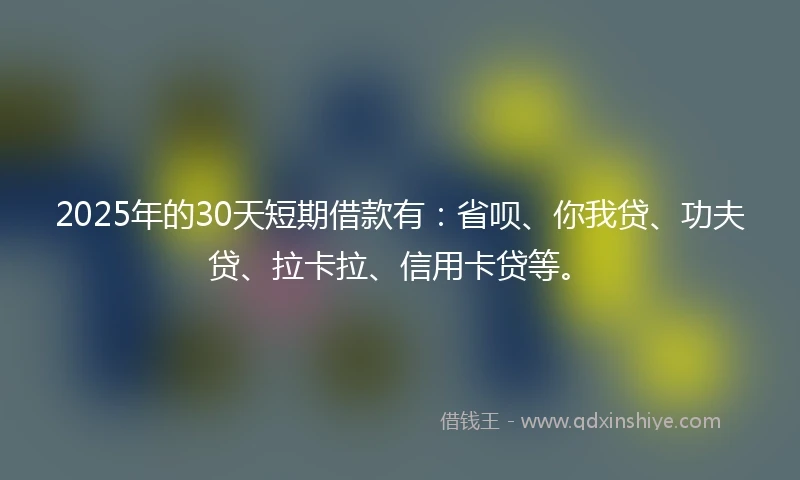 2025年的30天短期借款有：省呗、你我贷、功夫贷、拉卡拉、信用卡贷等。