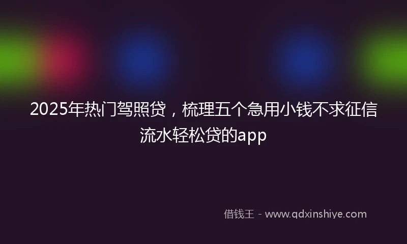 2025年热门驾照贷，梳理五个急用小钱不求征信流水轻松贷的app