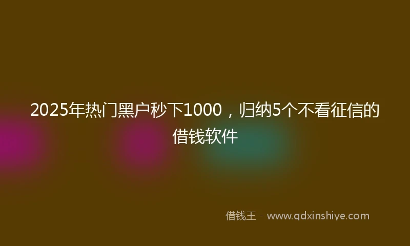 2025年热门黑户秒下1000，归纳5个不看征信的借钱软件
