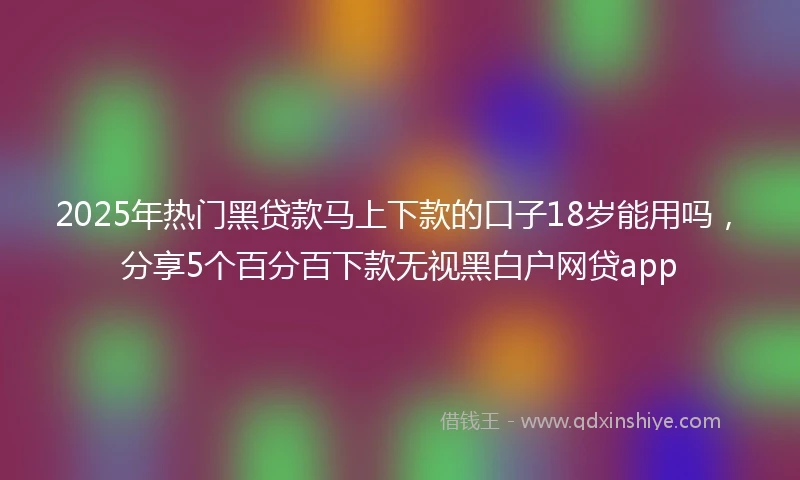 2025年热门黑贷款马上下款的口子18岁能用吗，分享5个百分百下款无视黑白户网贷app