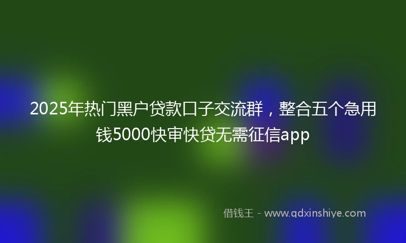 2025年热门黑户贷款口子交流群，整合五个急用钱5000快审快贷无需征信app