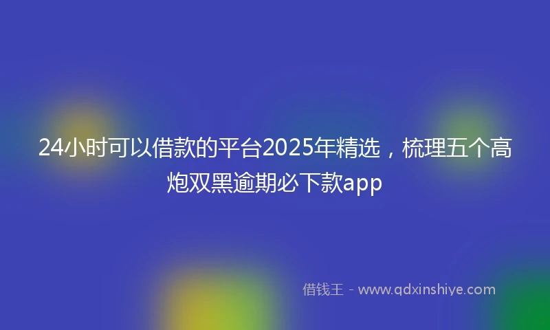 24小时可以借款的平台2025年精选，梳理五个高炮双黑逾期必下款app