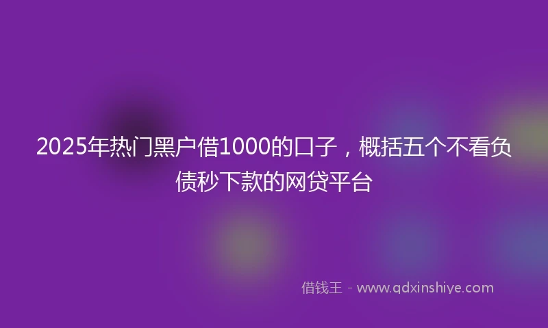 2025年热门黑户借1000的口子，概括五个不看负债秒下款的网贷平台
