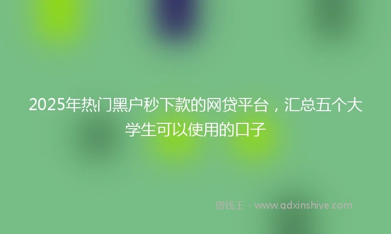 2025年热门黑户秒下款的网贷平台，汇总五个大学生可以使用的口子
