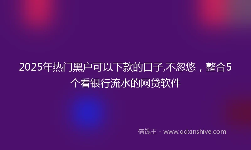 2025年热门黑户可以下款的口子,不忽悠，整合5个看银行流水的网贷软件
