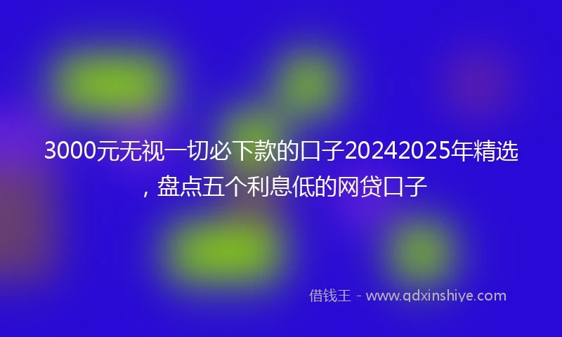 3000元无视一切必下款的口子20242025年精选，盘点五个利息低的网贷口子