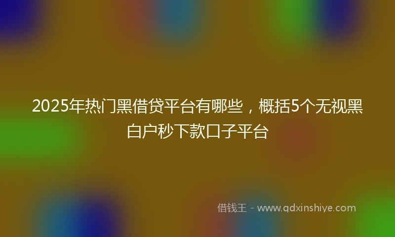 2025年热门黑借贷平台有哪些，概括5个无视黑白户秒下款口子平台