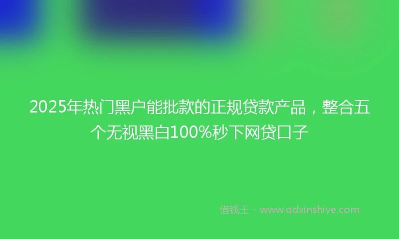 2025年热门黑户能批款的正规贷款产品，整合五个无视黑白100%秒下网贷口子