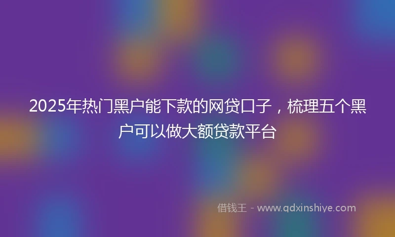 2025年热门黑户能下款的网贷口子，梳理五个黑户可以做大额贷款平台