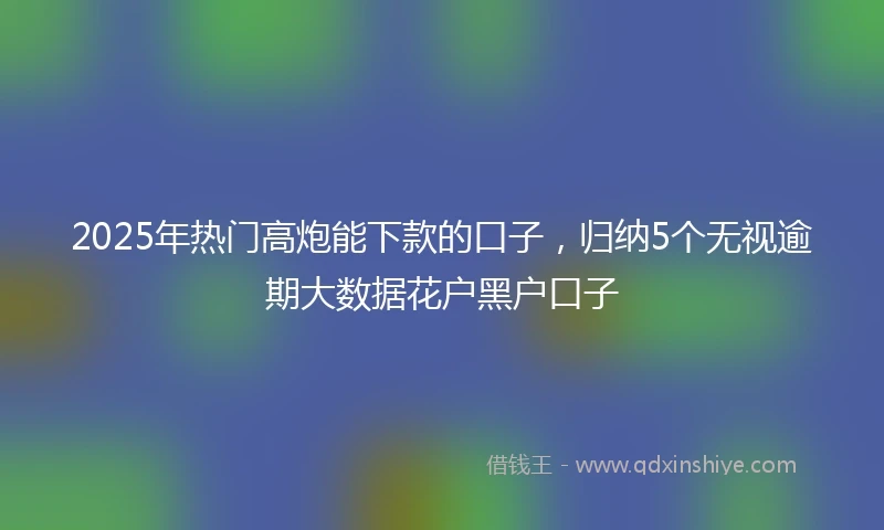 2025年热门高炮能下款的口子，归纳5个无视逾期大数据花户黑户口子