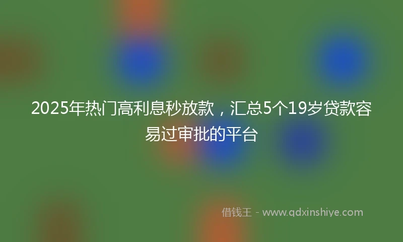 2025年热门高利息秒放款，汇总5个19岁贷款容易过审批的平台