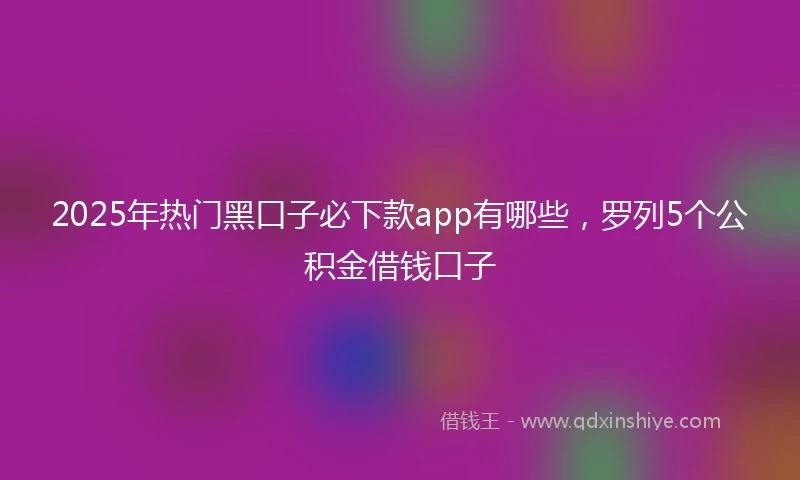 2025年热门黑口子必下款app有哪些，罗列5个公积金借钱口子