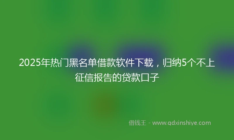 2025年热门黑名单借款软件下载，归纳5个不上征信报告的贷款口子