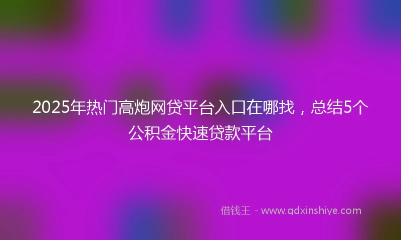 2025年热门高炮网贷平台入口在哪找，总结5个公积金快速贷款平台