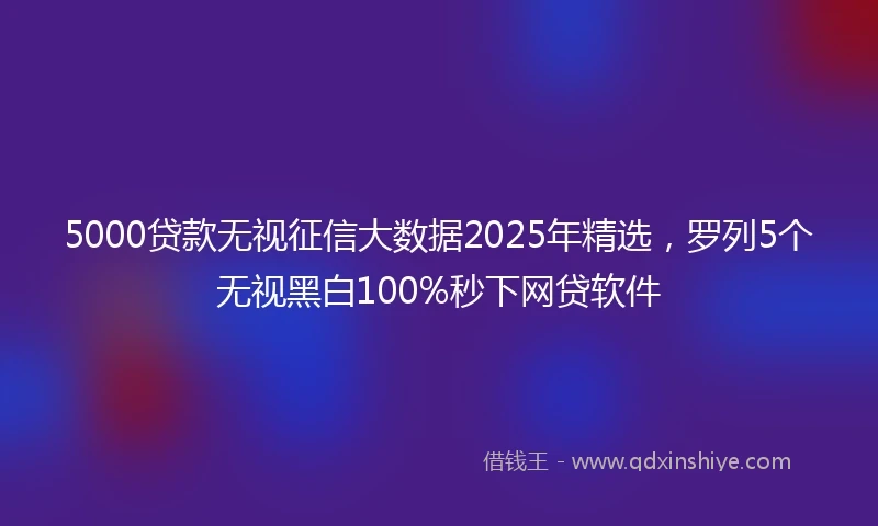 5000贷款无视征信大数据2025年精选，罗列5个无视黑白100%秒下网贷软件